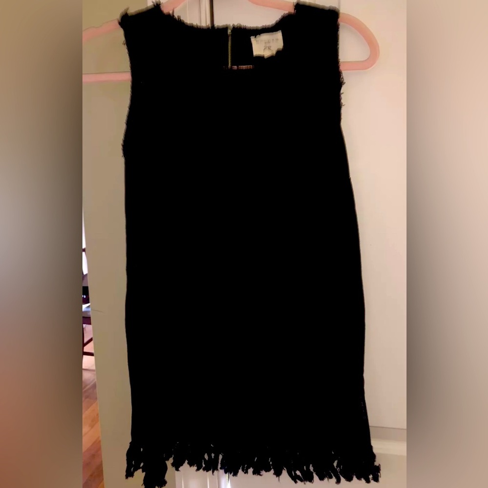 Black denim Sleeveless Fringe Dress girls